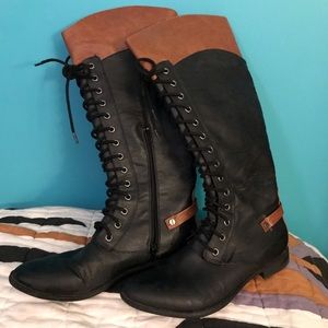 Vegan Leather Rocket Dog Knee High Boots Two Tone